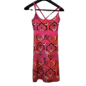 Lola Afg Athletic Tennis Golf Dress Sz Sm Built In Bra Pink Abstract Pickleball